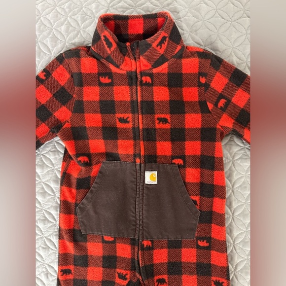 Carhartt Kids Plaid Red and Black Footie - Picture 3 of 4